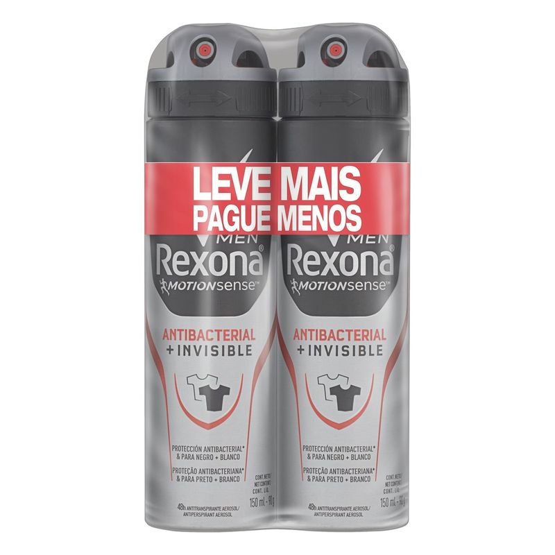 Desodorante Rexona Men Antibacterial + Invisible Aerosol 150ml