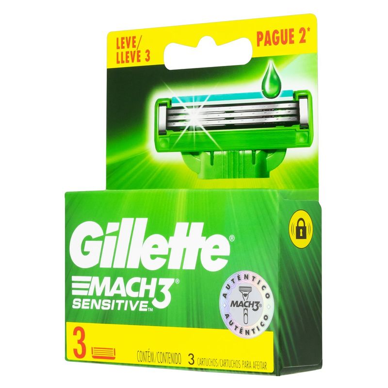 Gillette Mach 3 Refil Barbear Masculino Sensitive Leve 3 Pague 2