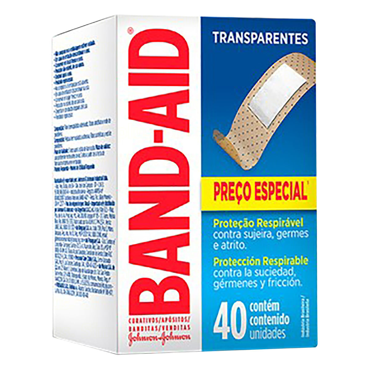 BAND AID CURATIVOS TRANSPARENTE RESPIRAVEL LEVE 40 PAGUE 30 x 40