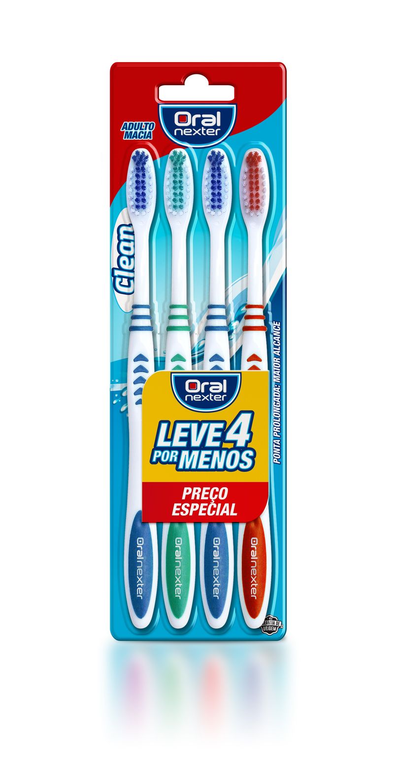 ORAL NEXTER ESCOVA DENTAL ADULTO CLEAN LEVE 4 POR MENOS x 4