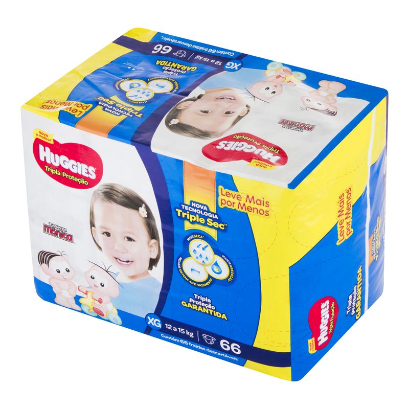 HUGGIES FRALDA DESCARTAVEL TRIPLA PROTECAO XG x 66