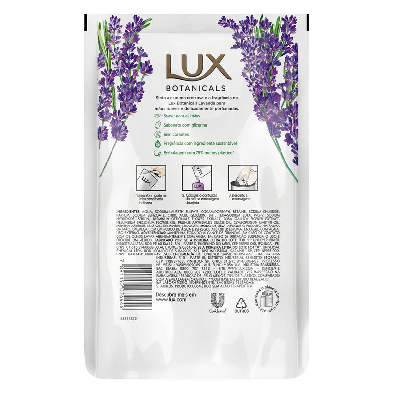 LUX BOTANICALS SABONETE LIQUIDO PARA AS MAOS GLICERINA E OLEOS HIDRAFLORAIS  ERVA 440 ML x 1