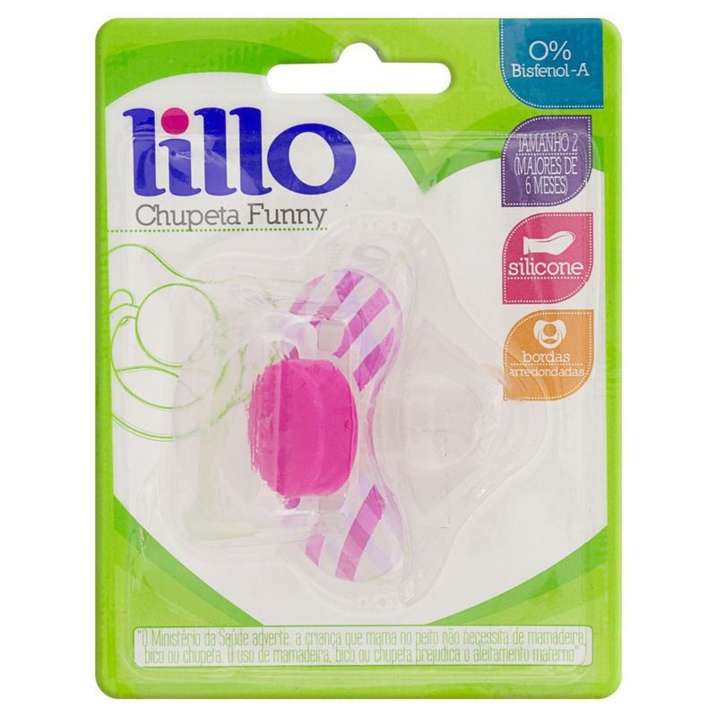 LILLO CHUPETA FUNNY XADREZ ORTODONTICA SILICONE TAMANHO 2 COR ROSA x 1