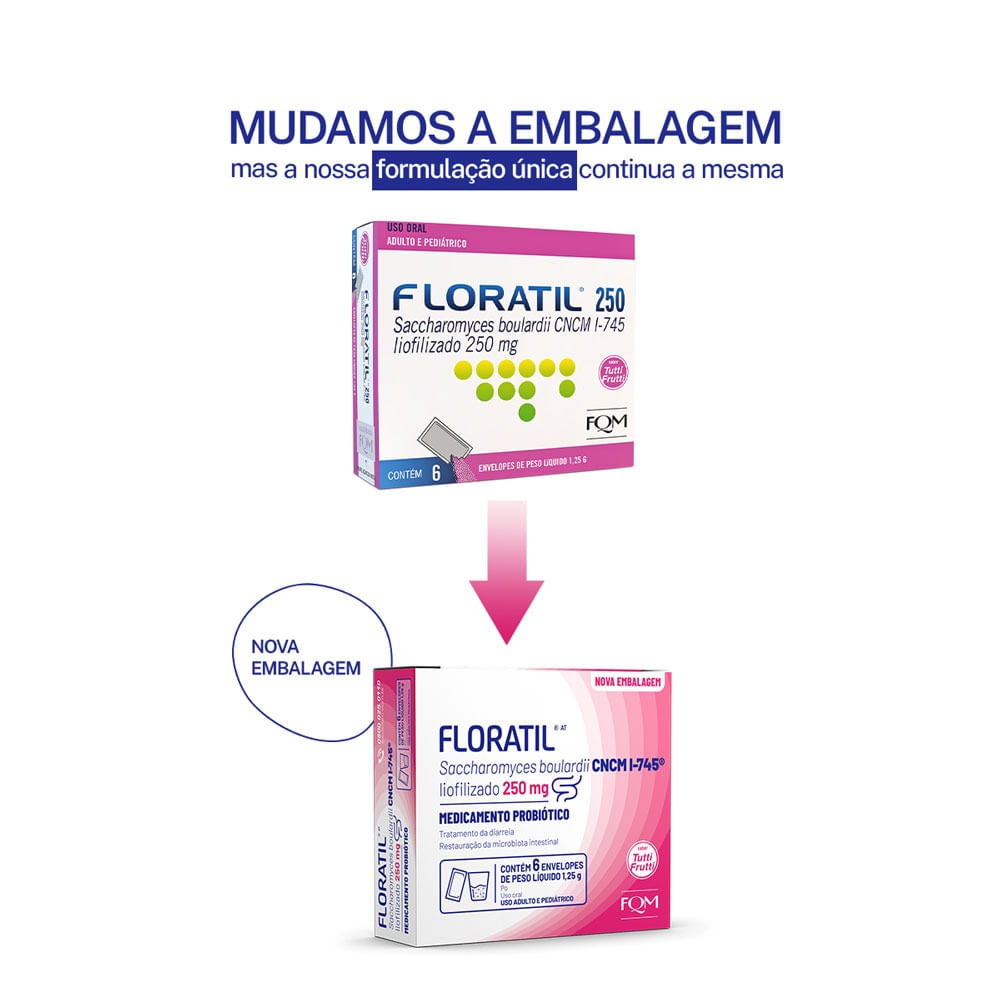 Probiótico Floratil 250mg em Pó Tutti-Frutti 6 Envelopes